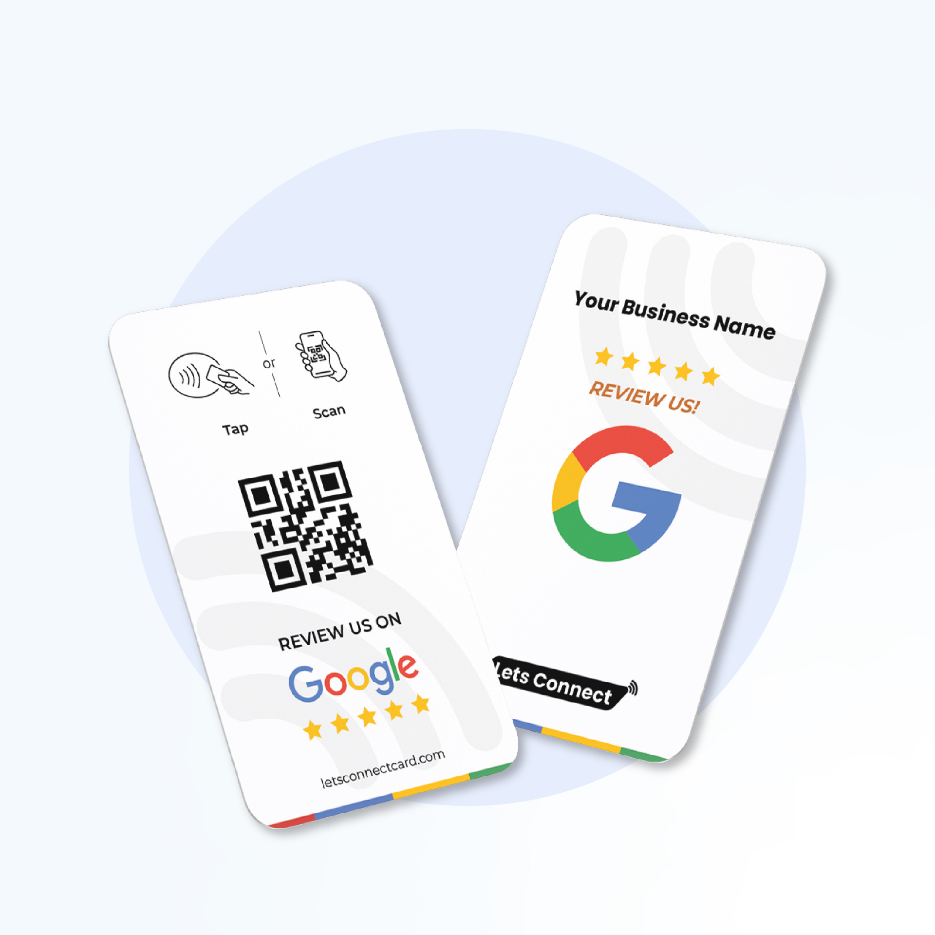 NFC Google Review Cards — Tap & QR Code Rating Card — Google Review NFC card — collect 5-star reviews with a tap
